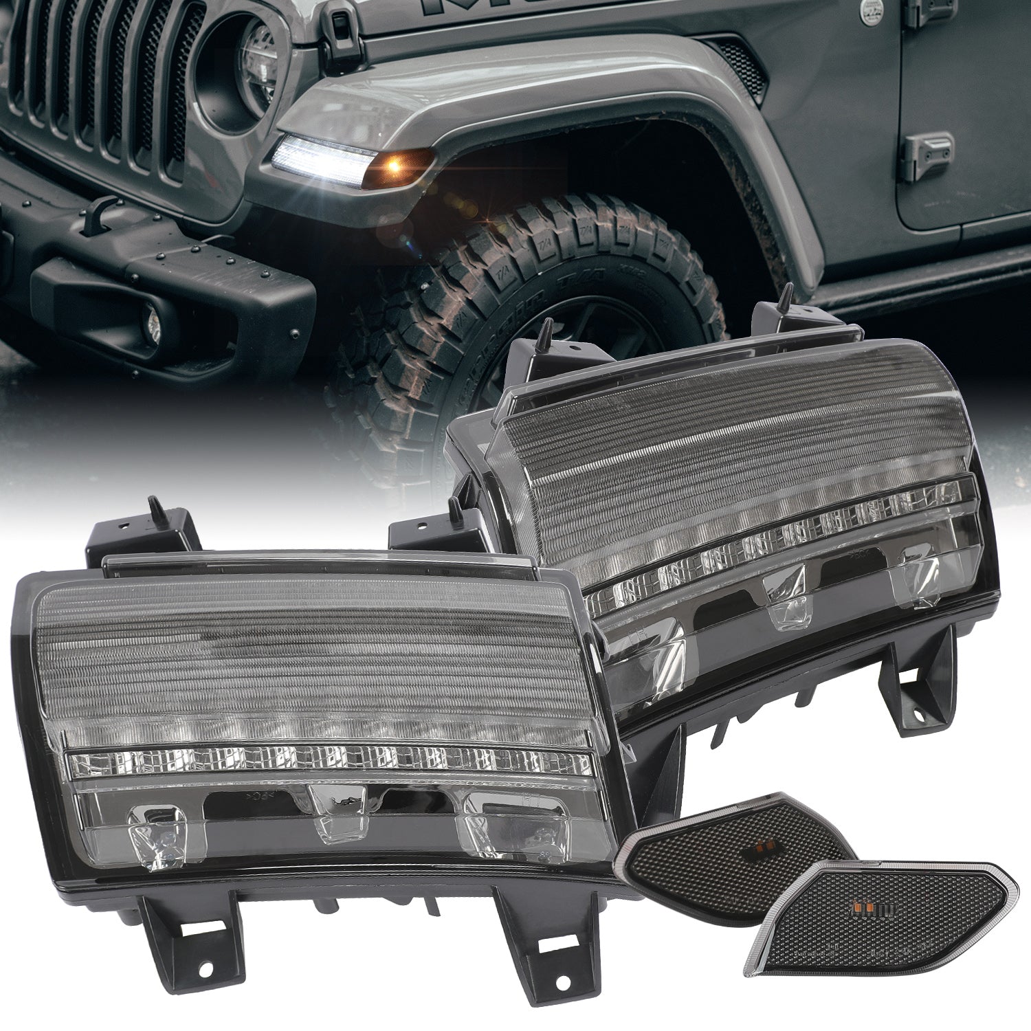 LED Lights Combo Kit for 2019-2026 Jeep Gladiator JT - RGBW Headlights & Fog Lights, Side and Tail lights
