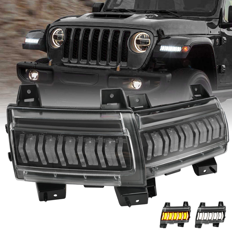 LED Fender Side Marker Lights for 2018+ Jeep Wrangler JL/JLU and Jeep Gladiator Sport  Series Models