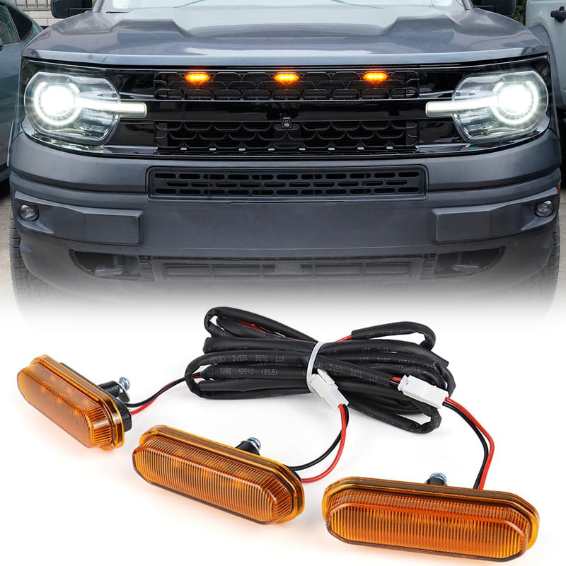 LED Front Grille Lights (3-Pack) for 2021-2024 Bronco Sport (Stock Grille)