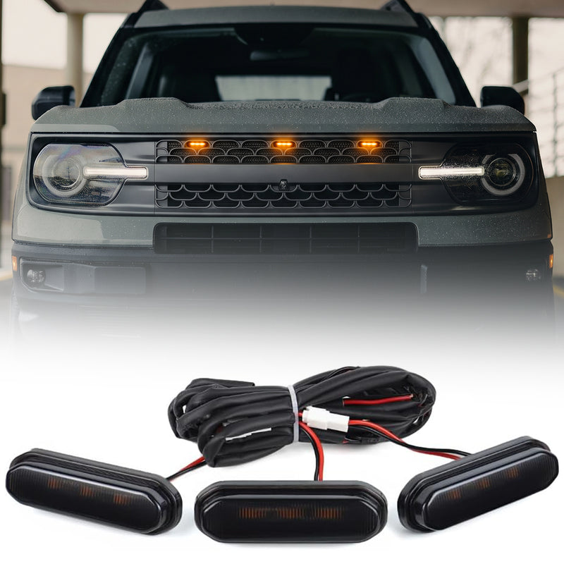 LED Front Grille Lights (3-Pack) for 2021-2024 Bronco Sport (Stock Grille)