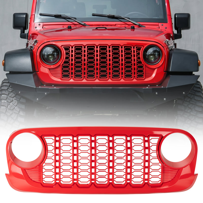 Mesh ABS Plastic Front Grille Compatible with 2007-2018 Wrangler JK/JKU – Aftermarket Replacement