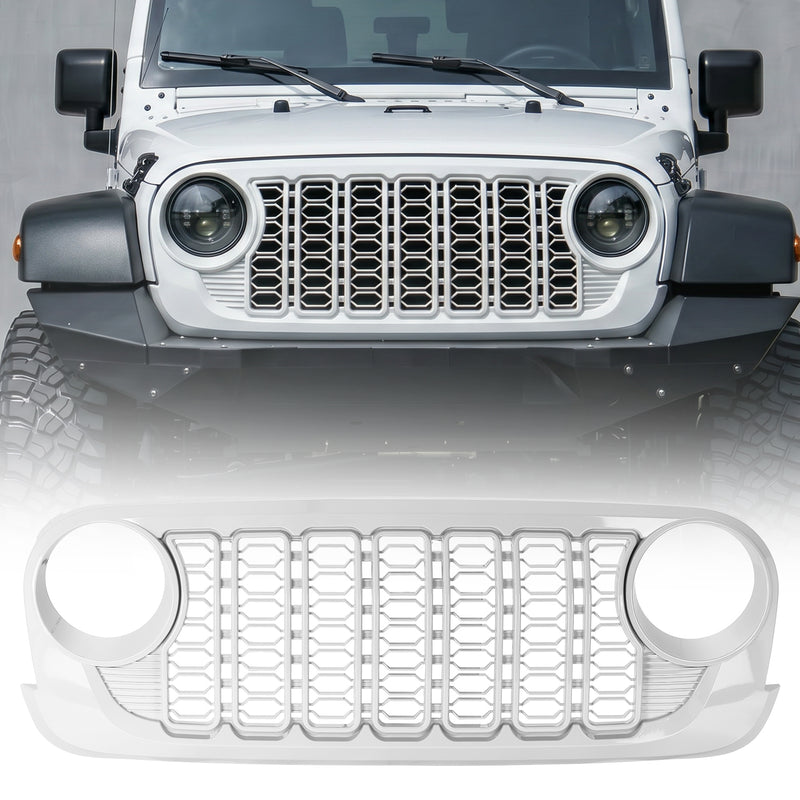 Mesh ABS Plastic Front Grille Compatible with 2007-2018 Wrangler JK/JKU – Aftermarket Replacement