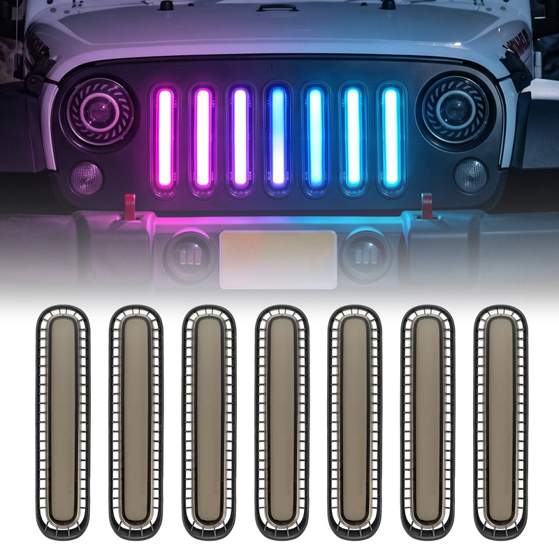 RGB LED Grille Insert Lights Compatible with 2007-2018 Wrangler JK (Factory Grille Only)