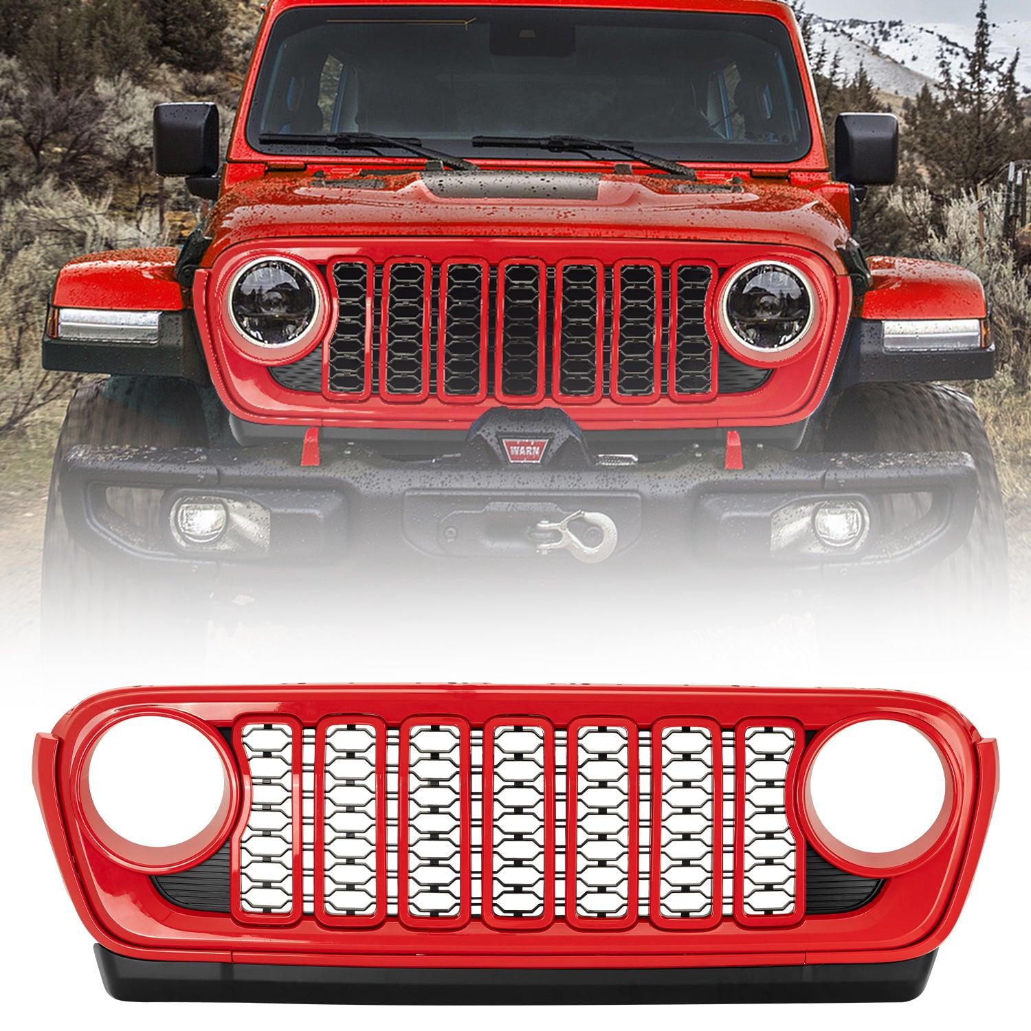 Modular ABS Front Grille Compatible with 2018–2026 Wrangler JL JLU