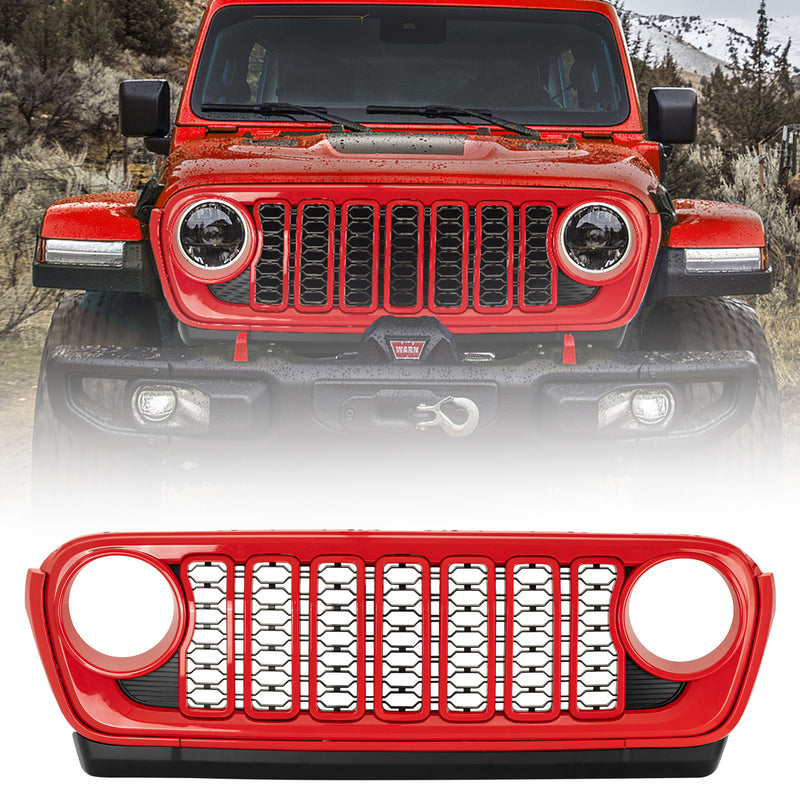 Modular ABS Jeep Front Grille | Fits '18-'25 Jeep Wrangler JL JLU 4xe & Gladiator | Available in 5 Colors