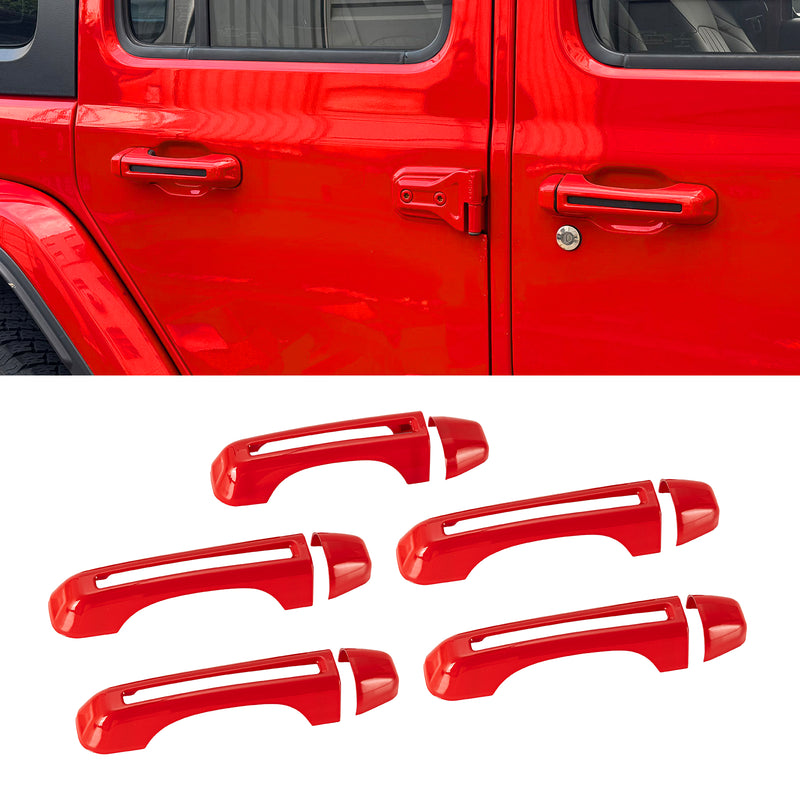 ABS Gloss Black Exterior Door Handle Covers (5-Pack) for Jeep Wrangler JL JLU 4xe & Gladiato JT