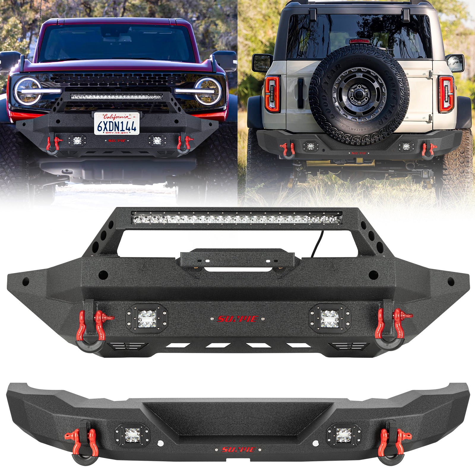 Steel Heavy-Duty Off-Road Ford Bronco Front & Rear Bumper Combo Kit