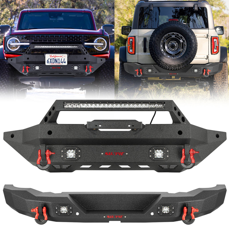 Steel Heavy-Duty Off-Road Ford Bronco Front & Rear Bumper Set