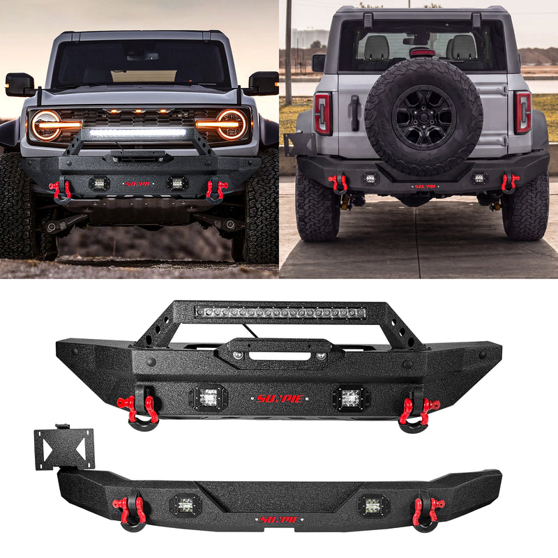 Steel Heavy-Duty Off-Road Ford Bronco Front & Rear Bumper Combo Kit