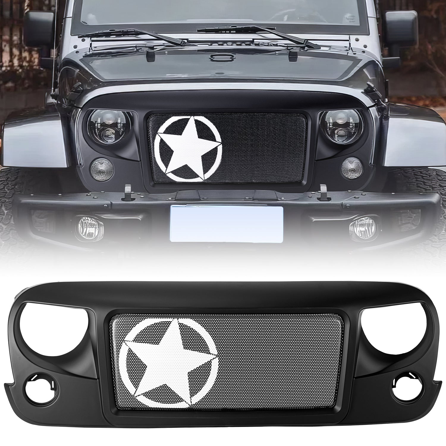 Sunpie Jeep Wrangler JK/JKU Black ABS Avenger Grille