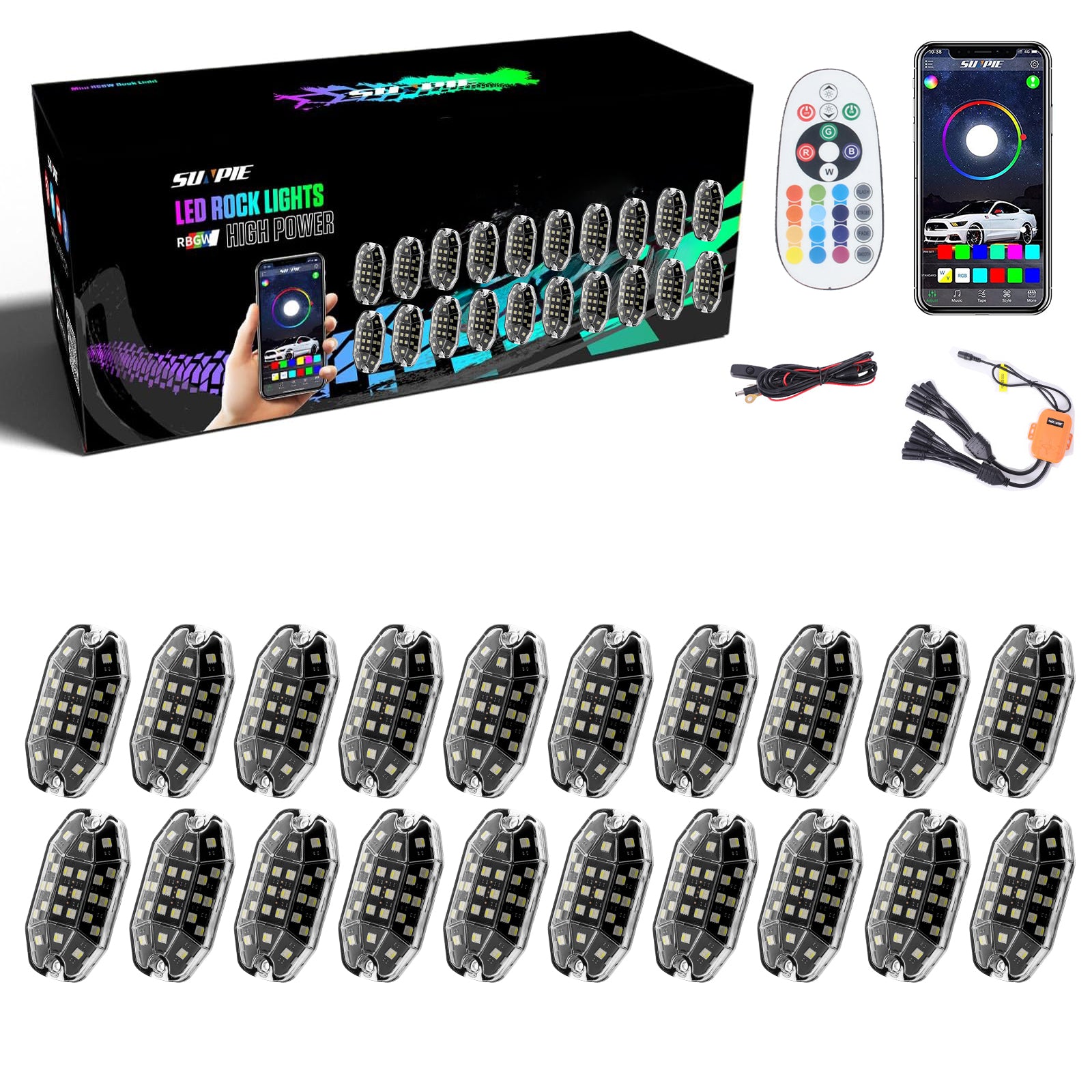 Sunpie Fifteen-Sided Series RGBW 33 LEDs LED Rock Lights (4