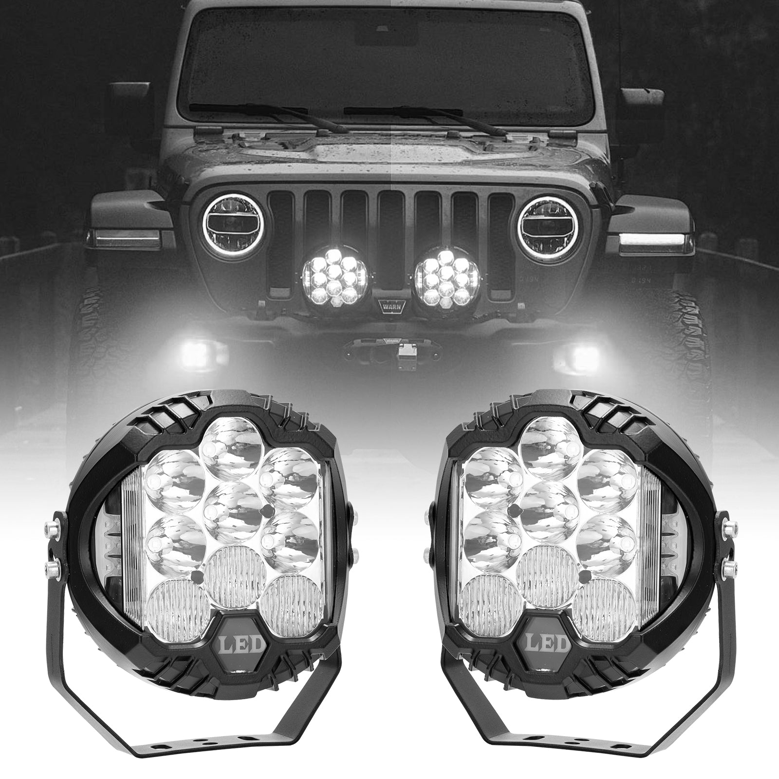 White LED Pod Lamps W/Amber Side Strobe Lights For Jeep Truck Suv Off Road Atv 4x4 Etc Powered 6 6000k White Xb D Led Diodes 6 2500k Yellow Led Strobe Fl White LED Pod Lamps W/Amber Side Strobe Lights For Jeep Truck Suv Off Road Atv 4x4 Etc Powered 6 6000k White Xb D Led Diodes 6 2500k Yellow Led Strobe Fl