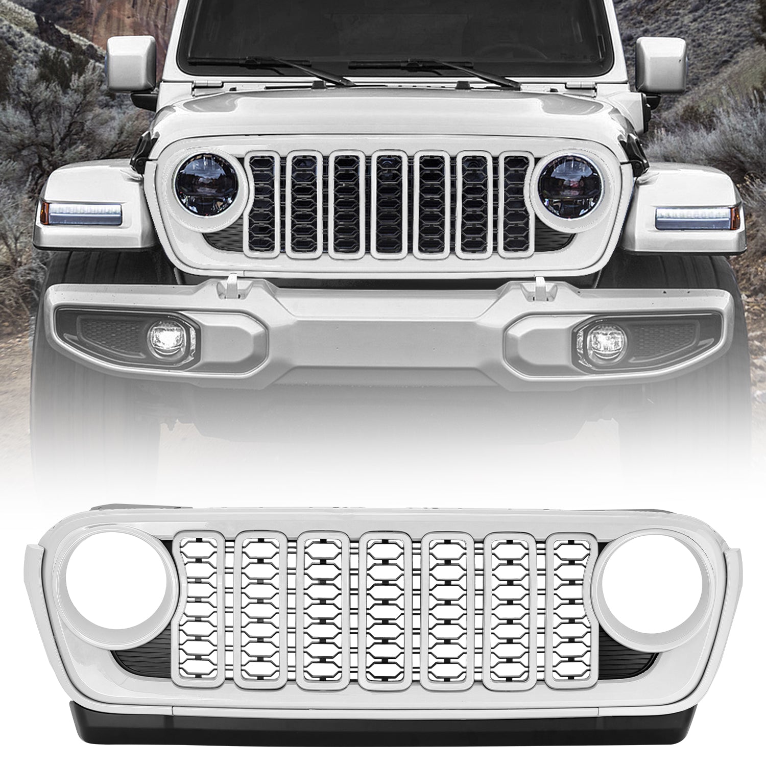 Modular ABS Front Grille Compatible with 2018–2026 Wrangler JL JLU 4xe & Gladiator JT – Available in 8 Color Options (Aftermarket Replacement)