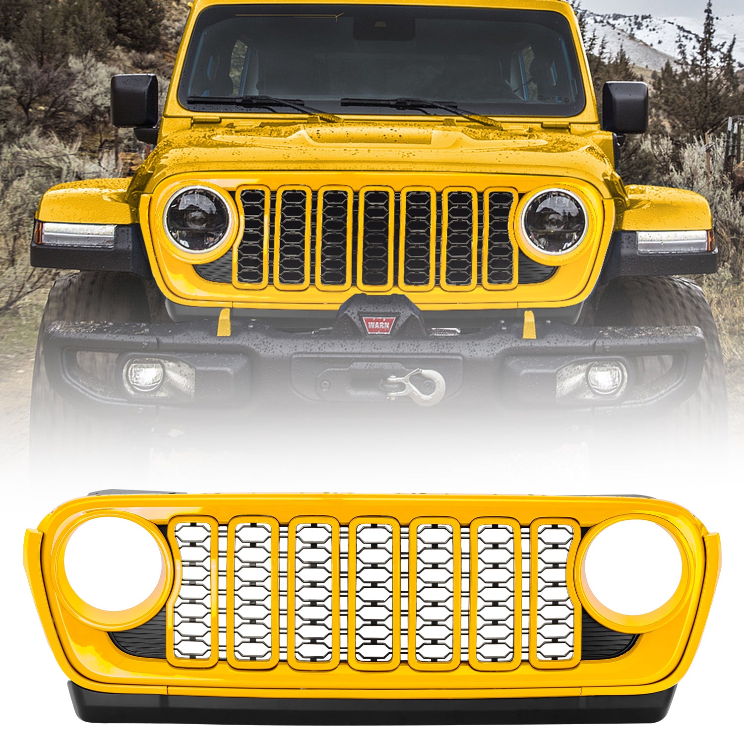 Modular ABS Front Grille Compatible with 2018–2026 Wrangler JL JLU 4xe & Gladiator JT – Available in 8 Color Options (Aftermarket Replacement)