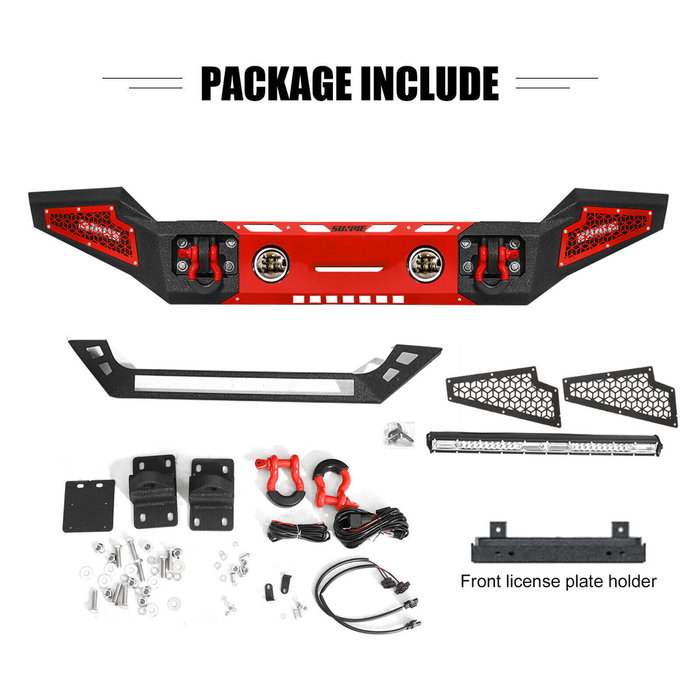 Jeep JK/JKU Front & Rear Bumpers with Winch Plate and License Plate Bracket and License Plate Light