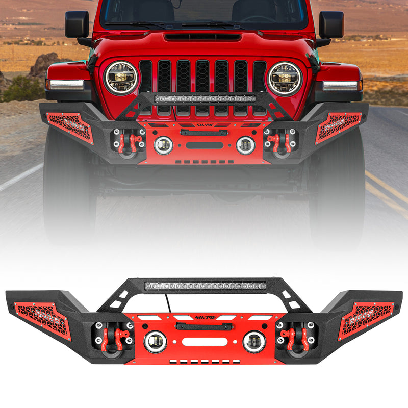 Sunpie Black Steel Jeep Front Bumper for ‘07-'25 Jeep Wrangler JK/JL 4xe & Jeep Gladiator JT