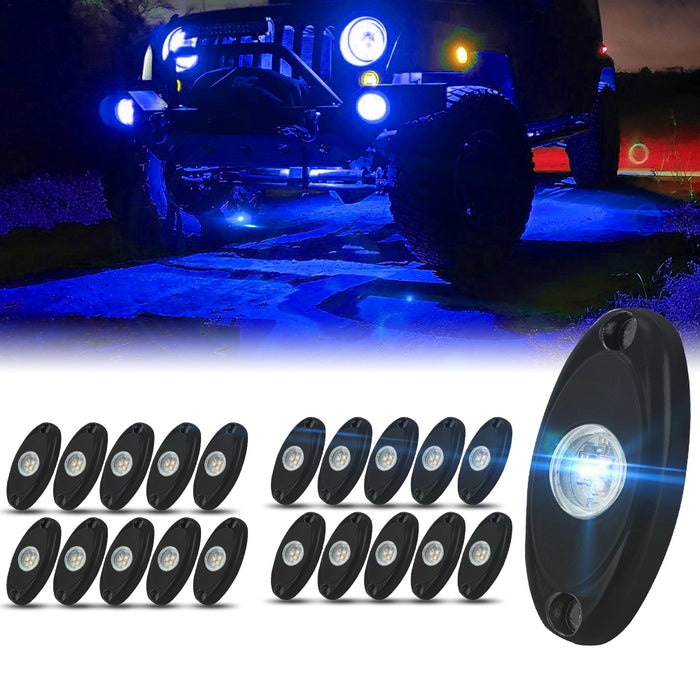 Sunpie 20 Pods Monochromatic LED Rock Lights for Off Road Truck RZR Auto Car Boat ATV SUV ( Six Colors)