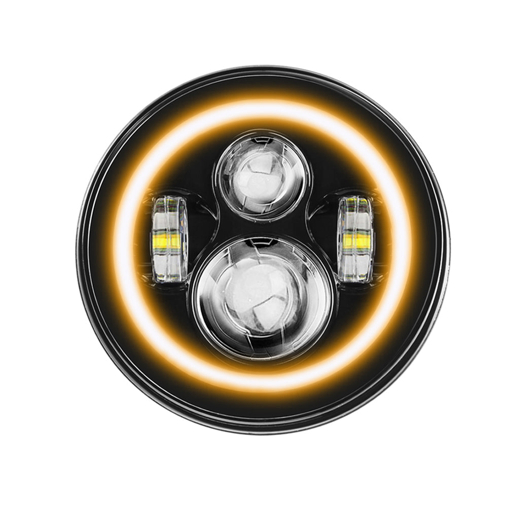 1pc 7 Inch LED Halo Headlights with Turn Signal Amber DRL White for Jeep Wrangler 1997-2017 JK JKU TJ LJ Rubicon Sahara Unlimited White DRL/Amber