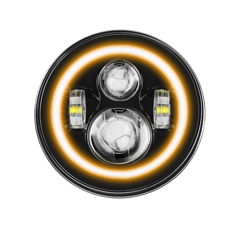 1pc 7 Inch LED Halo Headlights with Turn Signal Amber DRL White for Jeep Wrangler 1997-2017 JK JKU TJ LJ Rubicon Sahara Unlimited White DRL/Amber