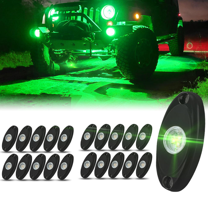 Sunpie 20 Pods Monochromatic LED Rock Lights for Off Road Truck RZR Auto Car Boat ATV SUV ( Six Colors)