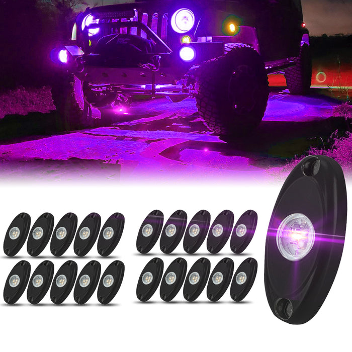 Sunpie 20 Pods Monochromatic LED Rock Lights for Off Road Truck RZR Auto Car Boat ATV SUV ( Six Colors)