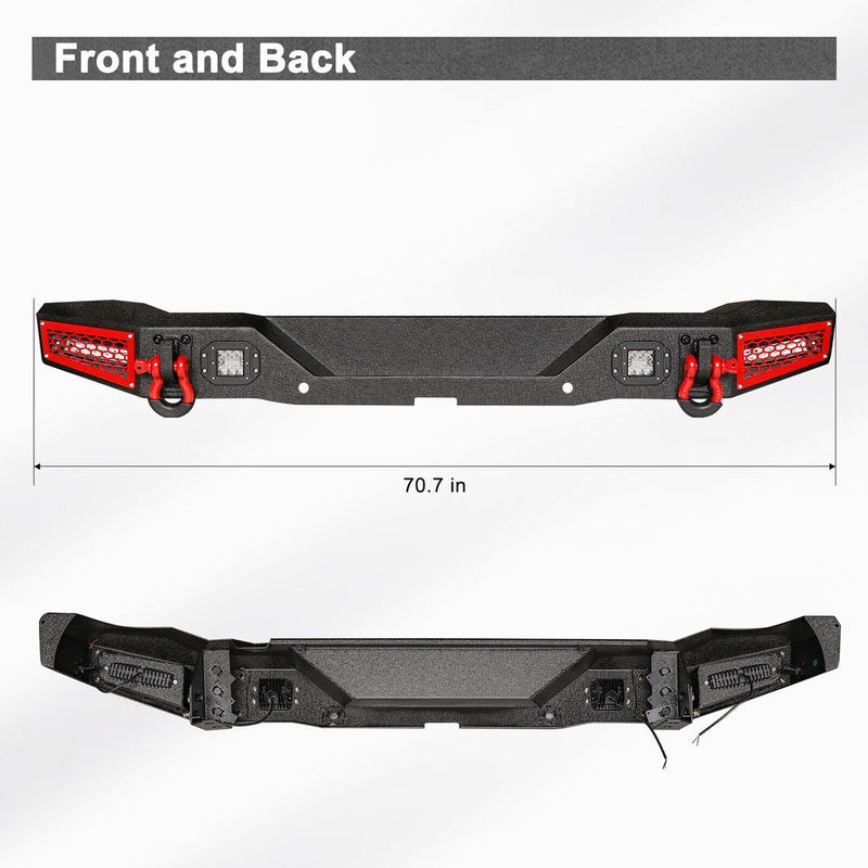 Ford Bronco Steel Front and Rear Bumpers Combo with Offroad Lights & D-rings &  Sensor Mounting Hole