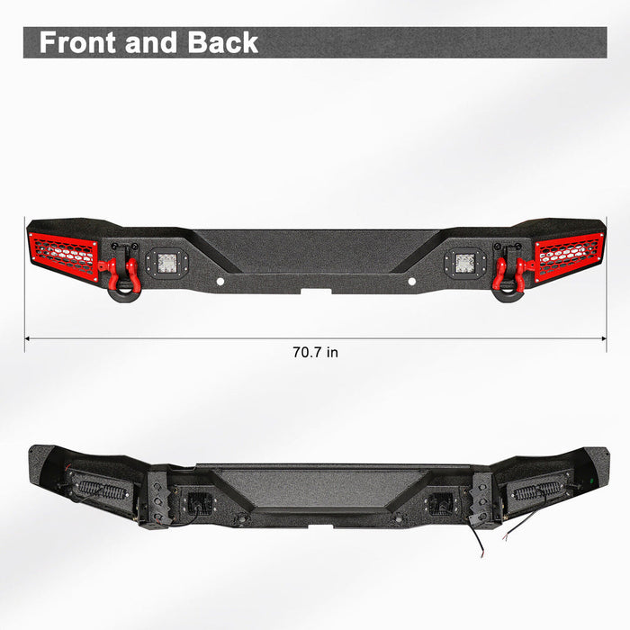 Ford Bronco Steel Front and Rear Bumpers Combo with Offroad Lights & D-rings &  Sensor Mounting Hole