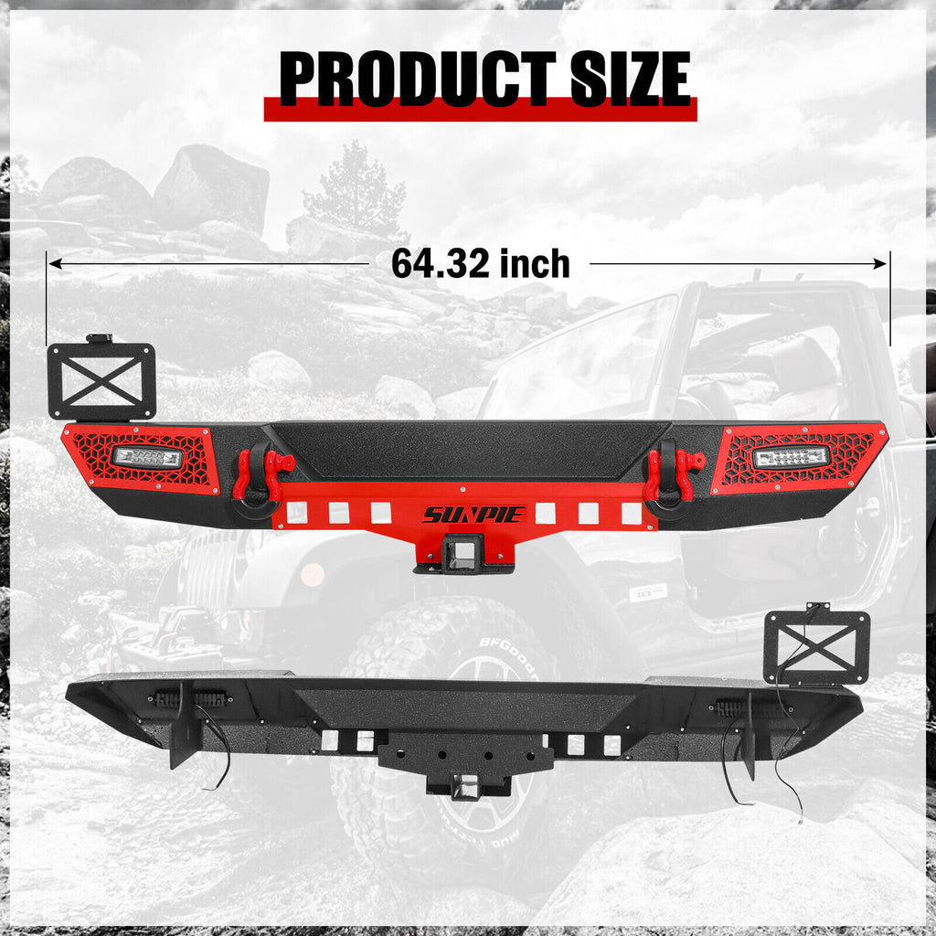 ‘07-’18 Jeep JK/JKU Front & Rear Bumpers with Winch Plate and License Plate Bracket and License Plate Light