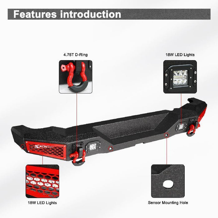 Ford Bronco Steel Front and Rear Bumpers Combo with Offroad Lights & D-rings &  Sensor Mounting Hole