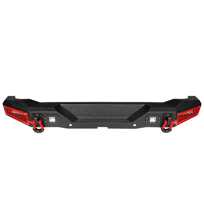 Ford Bronco Steel Rear Bumper with 4 LED Lights and D-rings and Sensor Mounting Hole