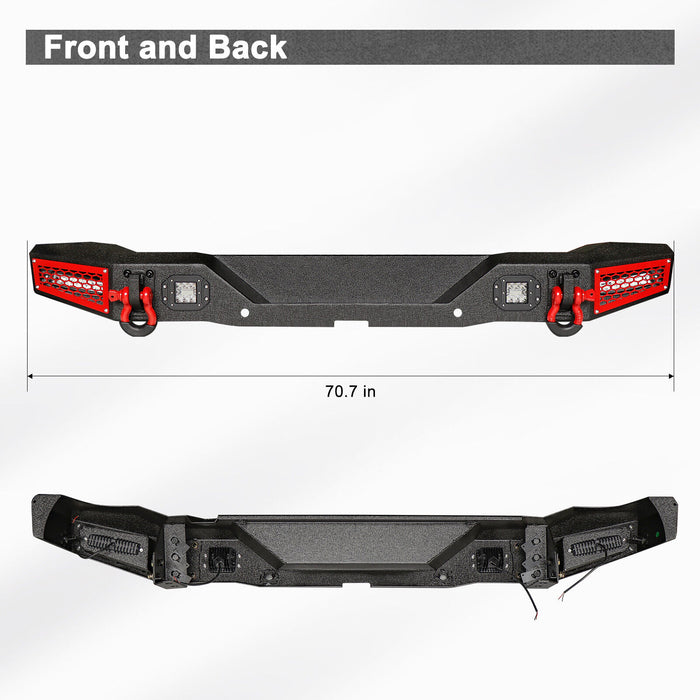 Ford Bronco Steel Rear Bumper with 4 LED Lights and D-rings