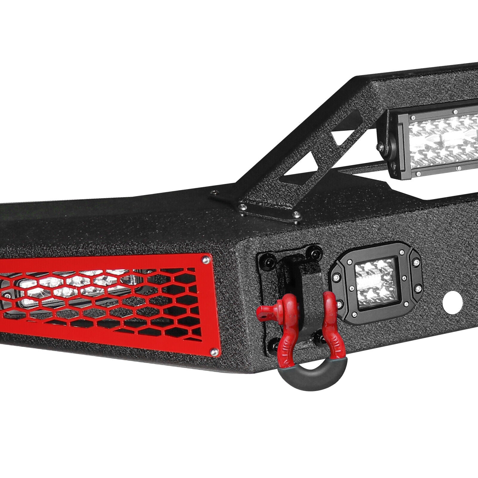 Ford Bronco Steel Front Bumper with Winch Plate and 5 LED Lights D-rings & Sensor Mounting Hole/ACC Mounting Bracket
