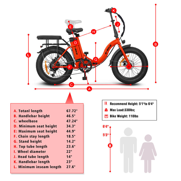 Curved Rods Electric Bike for Adults, 500W Motor 20''x4.0 Fat Tire Bikes 25Mph Shimano 7 Speed Shifter Electric Bicycle 36V 10Ah E-Bikes Removable Lithium-ion Battery