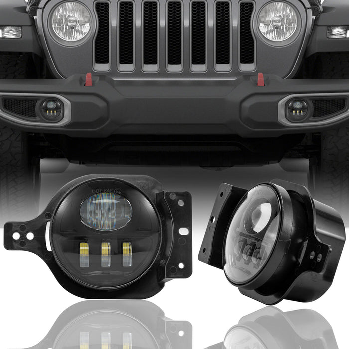 9 inch DOT White Halo DRL LED Headlights & 4 inch LED Fog Lights Combo Kits For 2018-2024 Jeep Wrangler JL JLU Jeep Gladiator (JT)