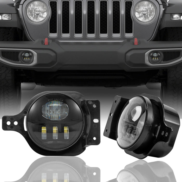 (2pcs/set) 4 inch 5D LED Fog Lights For 2018-2024 Jeep Wrangler JL JLU Jeep Gladiator JT
