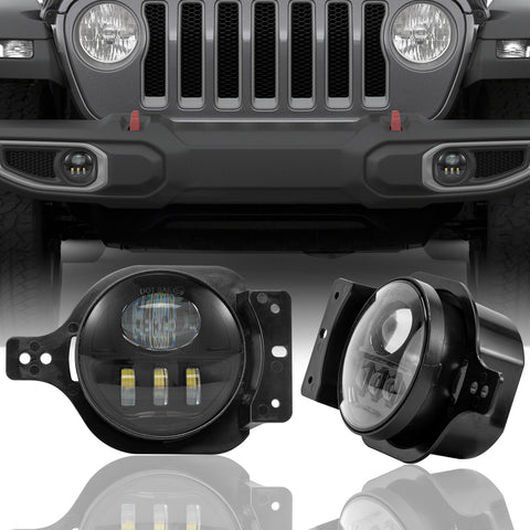 (2pcs/set) 4 inch 5D LED Fog Lights For 2018-2023 Jeep Wrangler JL JLU Jeep Gladiator JT