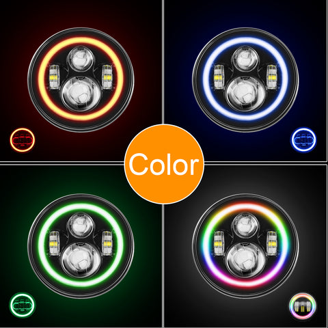 RIDROID RGB LED Headlight Combo Kit For Jeep Wrangler JK JKU 2007-2018 – 7" & 4" Lights, Halo, DOT/SAE, 5-Year Warranty