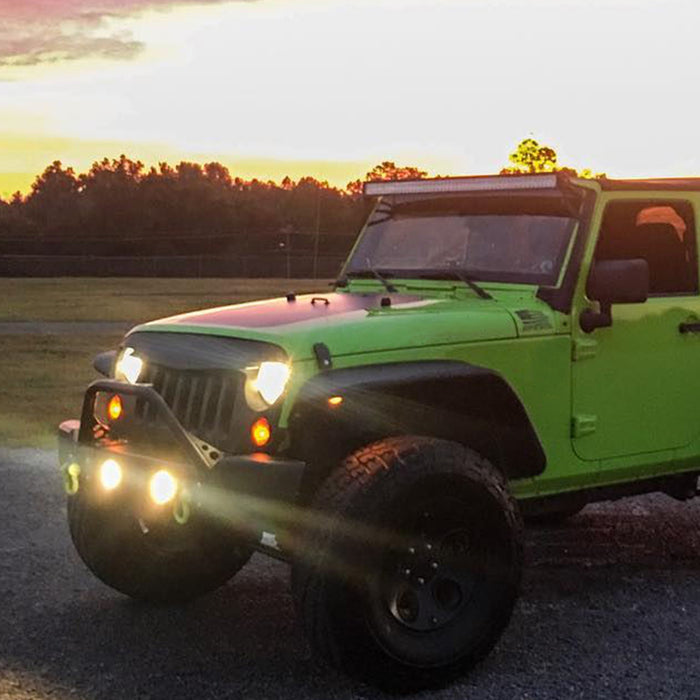 Jeep Wrangler RGB Halo Headlight and CREE LED Fog Lights Combo | Color Changing Kit with Chasing Angel Eye Ring for JK JKU 2007-2018