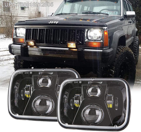 (2pcs/set) 5x7 7x6 inch H6054 LED Clear Lens Headlights for for Jeep Wrangler YJ Cherokee XJ H5054 H6054LL 6052 6053