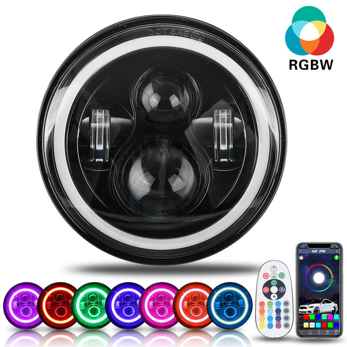 7 inch RGBW Black Harley Headlight with Bracket Mounting Ring Combo Kits for Harley Indian Yamaha Motorcycles
