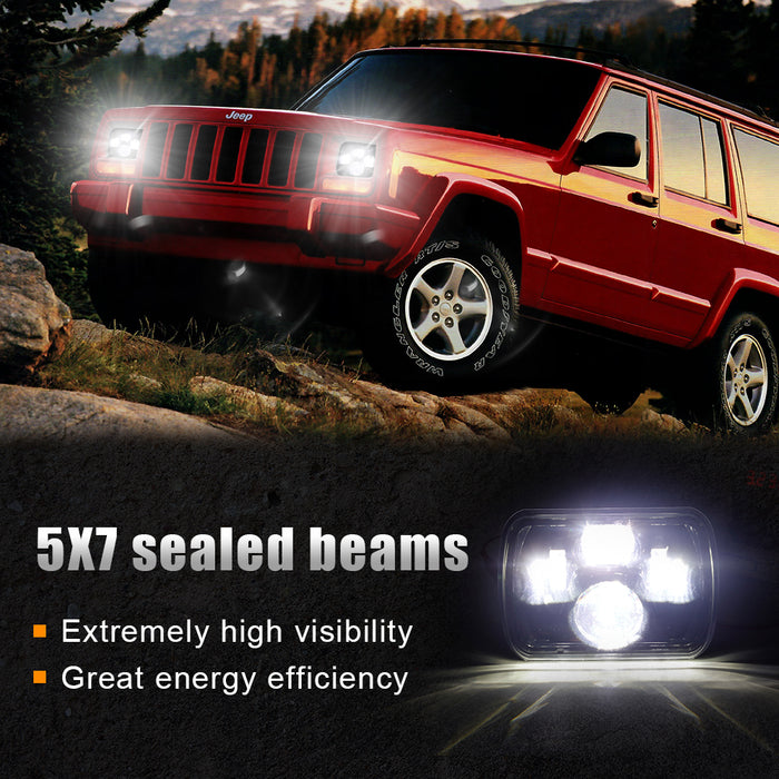 5x7 7x6 inch H6054 LED Clear Lens Headlights for for Jeep Wrangler YJ Cherokee XJ H5054 H6054LL 6052 6053 (2pcs/set)