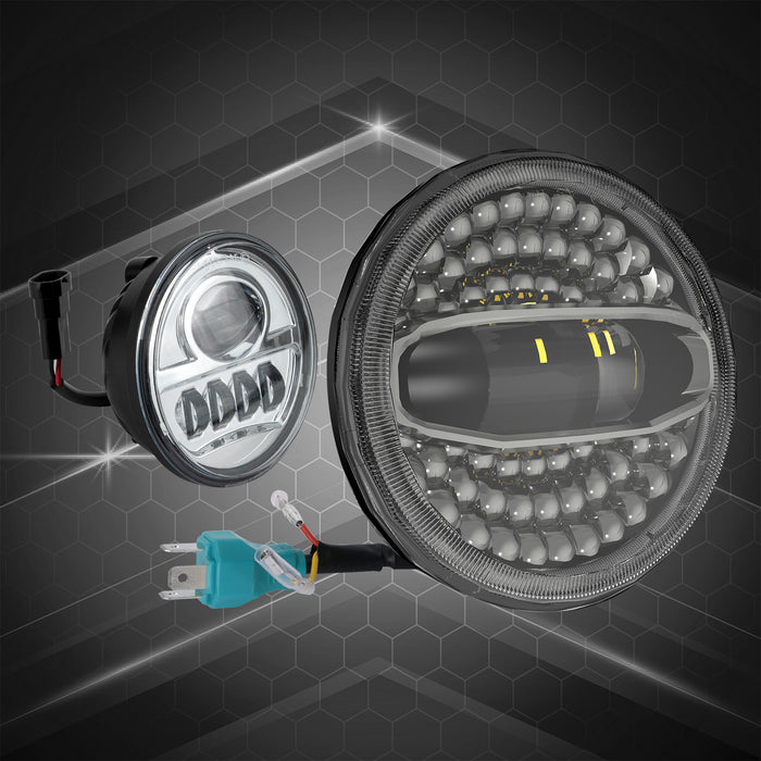 SUNPIE LED Headlight and Auxiliary Light Combo for Harley Davidson