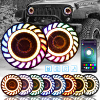 7" RGB 3D LED Lens Halo Rotating Headlights with Turn Signal for 1997-2024 Jeep Wrangler TJ LJ JK JKU JL JLU (2pcs/set)