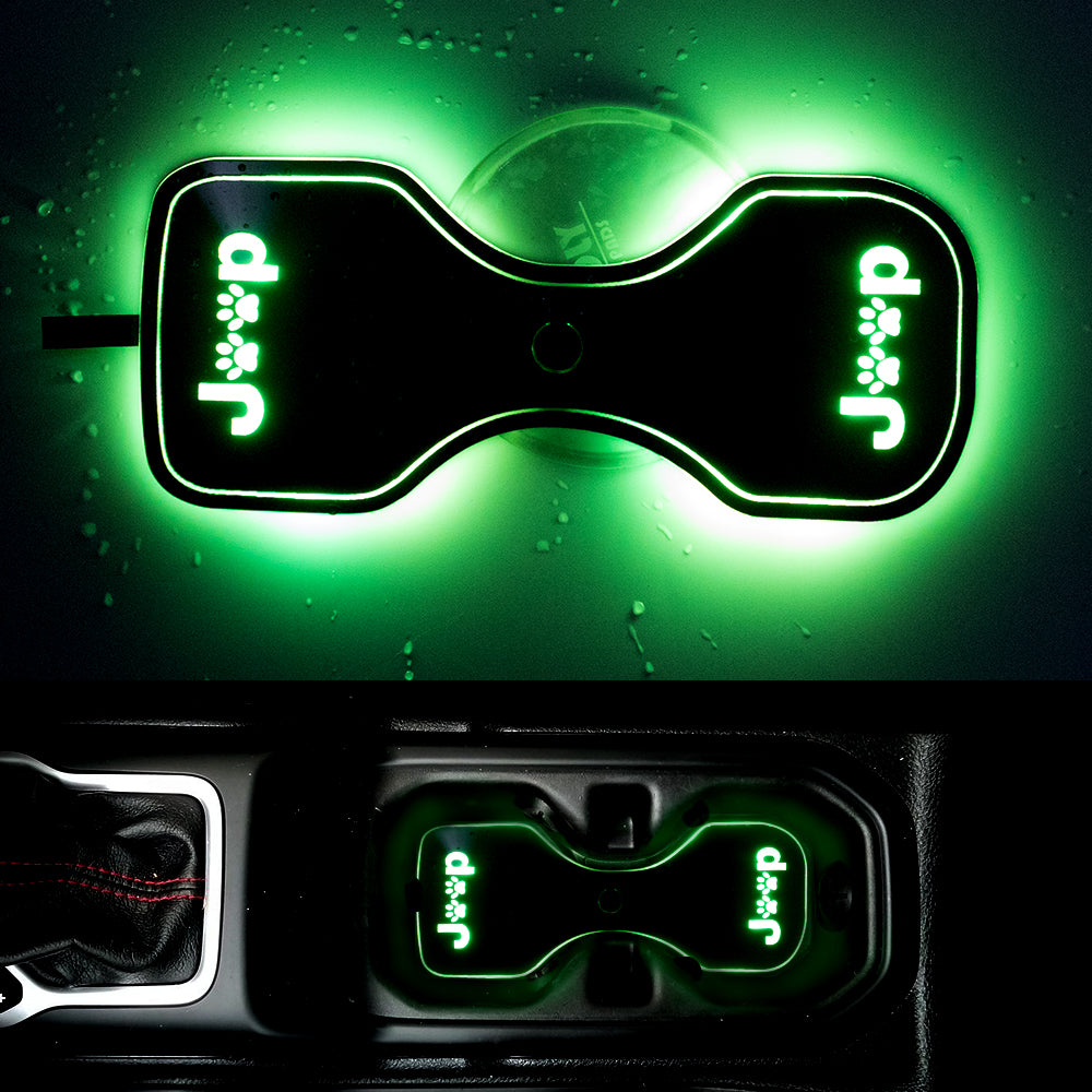 Jeep Wrangler JL Cup Holder Lights with Dog Paw Color Changing LED