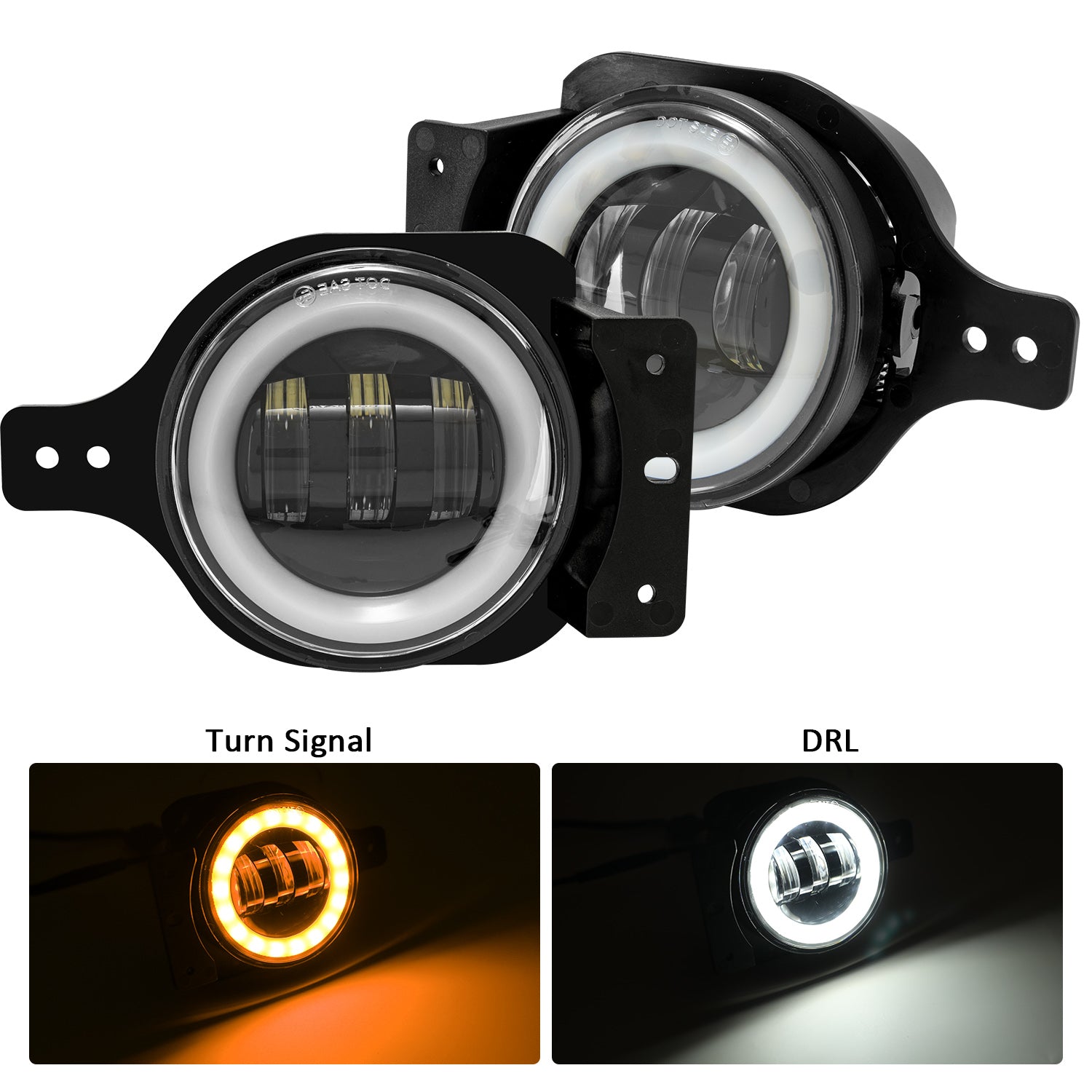 4" LED Fog Lights with DRL & Amber Turn Signal for ‘18-’26 Jeep Wrangler 4xe JL JLU & Jeep Gladiator JT (2pcs/set)
