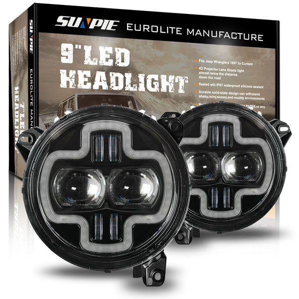 9Halo DRL LED Headlights with Daytime Running Lights