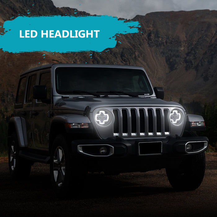 9 inch Halo DRL LED Headlights for 2018-2025 Jeep Wrangler JL/JLU & Jeep Gladiator JT (2Pcs/Set)