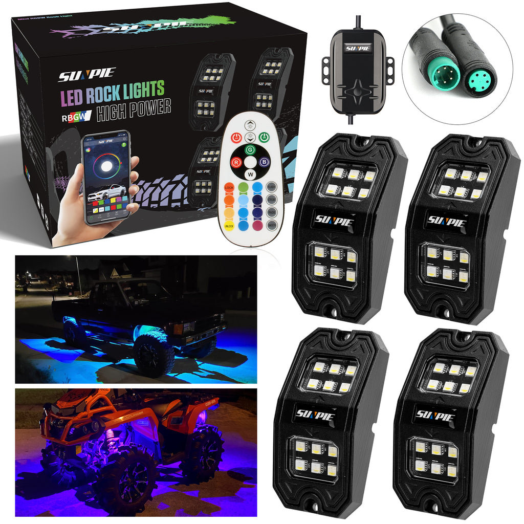 RS442☆展示品☆ModuleX☆LED☆スポットライト☆10個セット Sunpie 4PCS RGBW Rectangle LED Rock Lights Bluetooth & Remote Controll