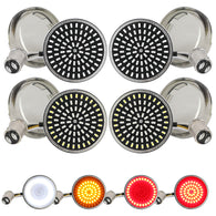 1157 Front & Rear LED Turn Signals Lens Covers Kit Compatible for 1986-2022 Harley Davidson Touring Dyna Softail Sportster Street Glide Road Glide Iron 883