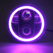 5.75" RGB Halo Headlight for Harley Davidson Dyna Sportster Blackout Round LED Headlamp Replacement